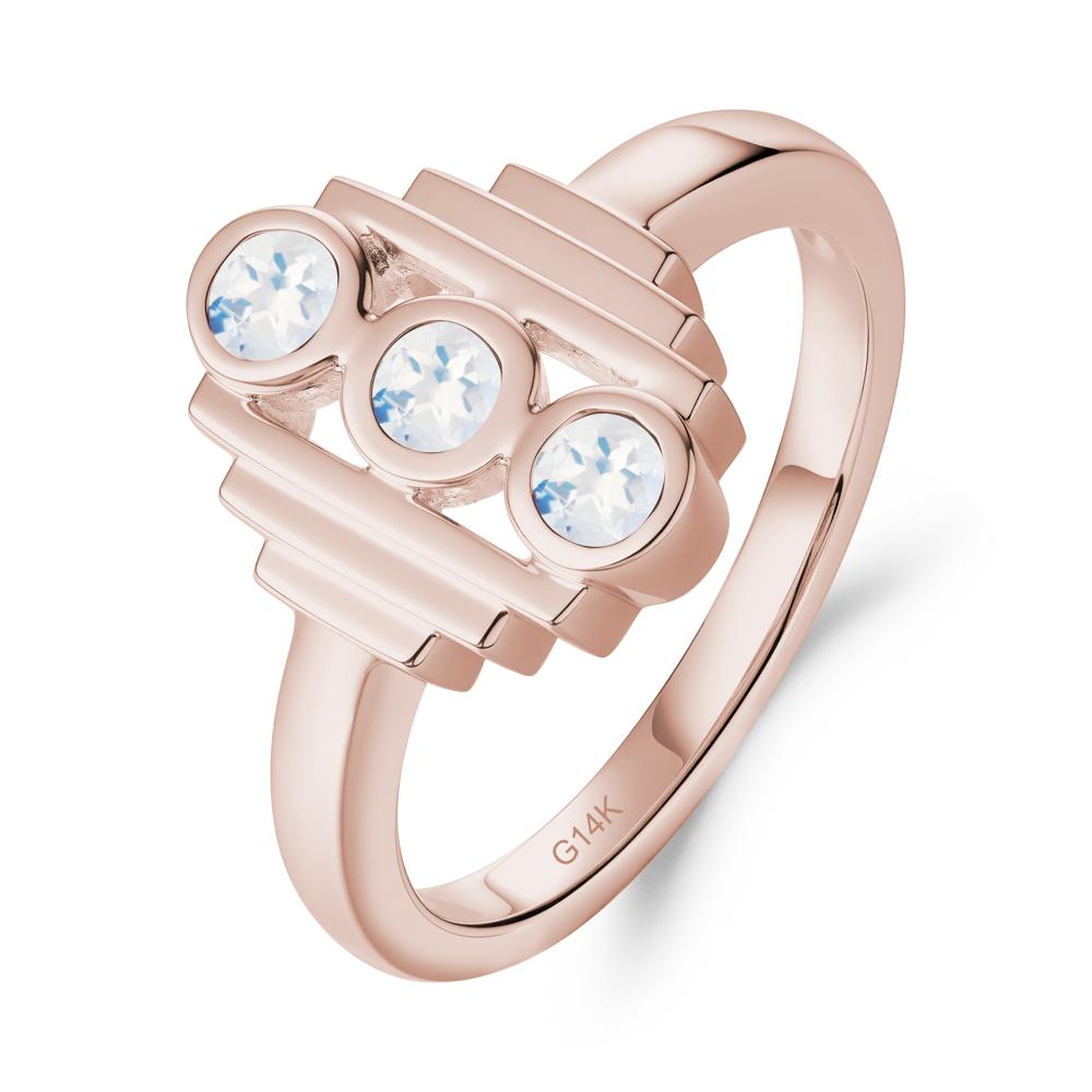 Three Stone Moonstone Statement Ring - LUO Jewelry #metal_14k rose gold