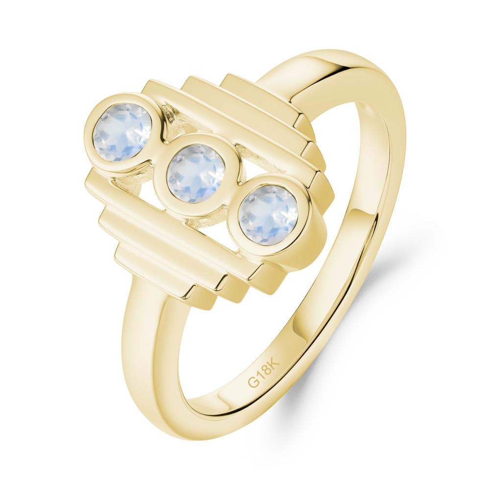 Three Stone Moonstone Statement Ring - LUO Jewelry #metal_18k yellow gold
