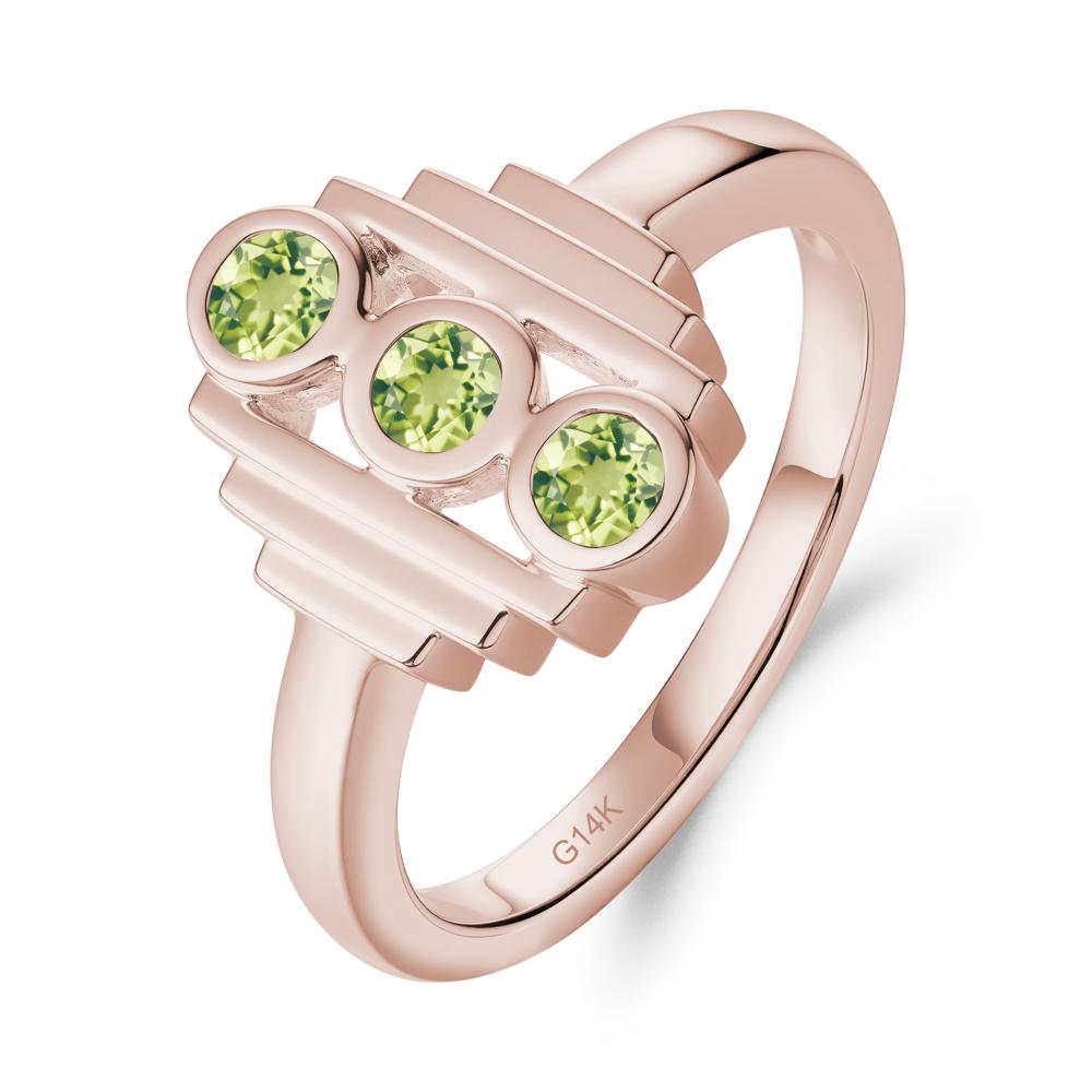 Three Stone Peridot Statement Ring - LUO Jewelry #metal_14k rose gold