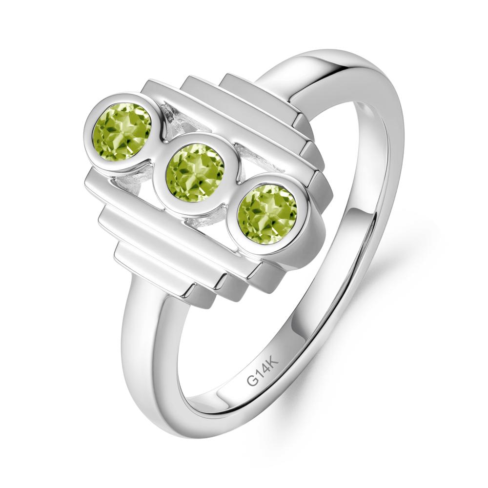 Three Stone Peridot Statement Ring - LUO Jewelry #metal_14k white gold