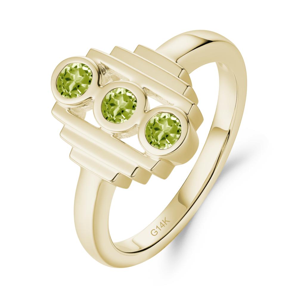 Three Stone Peridot Statement Ring - LUO Jewelry #metal_14k yellow gold