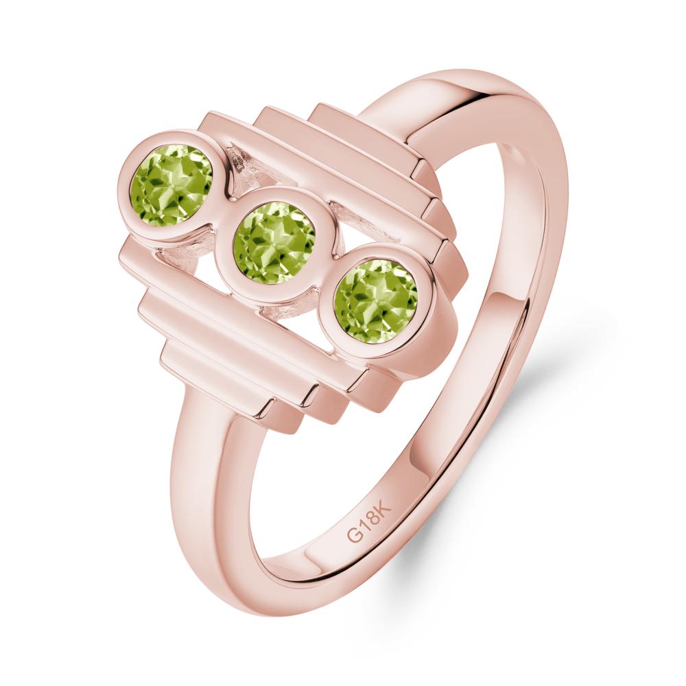 Three Stone Peridot Statement Ring - LUO Jewelry #metal_18k rose gold