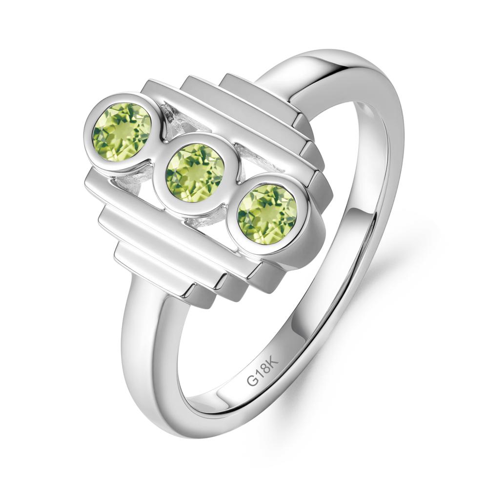 Three Stone Peridot Statement Ring - LUO Jewelry #metal_18k white gold
