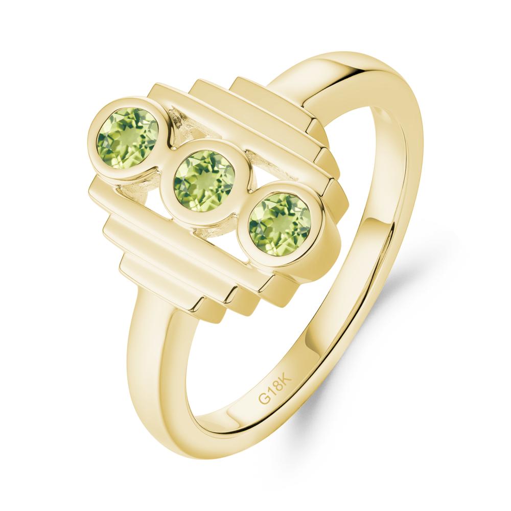 Three Stone Peridot Statement Ring - LUO Jewelry #metal_18k yellow gold