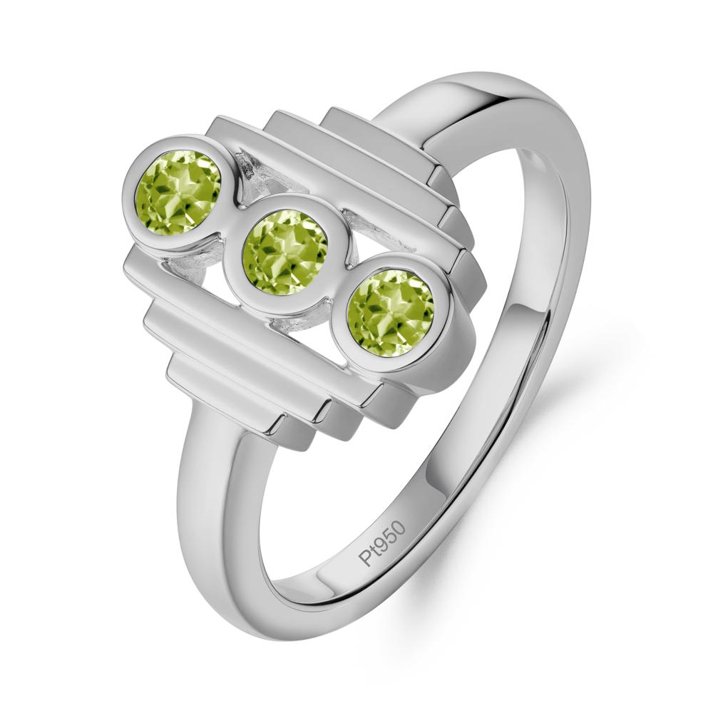 Three Stone Peridot Statement Ring - LUO Jewelry #metal_platinum