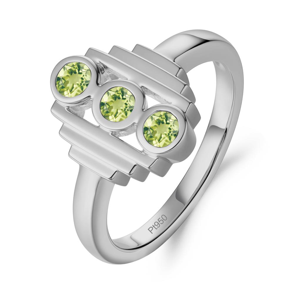Three Stone Peridot Statement Ring - LUO Jewelry #metal_platinum