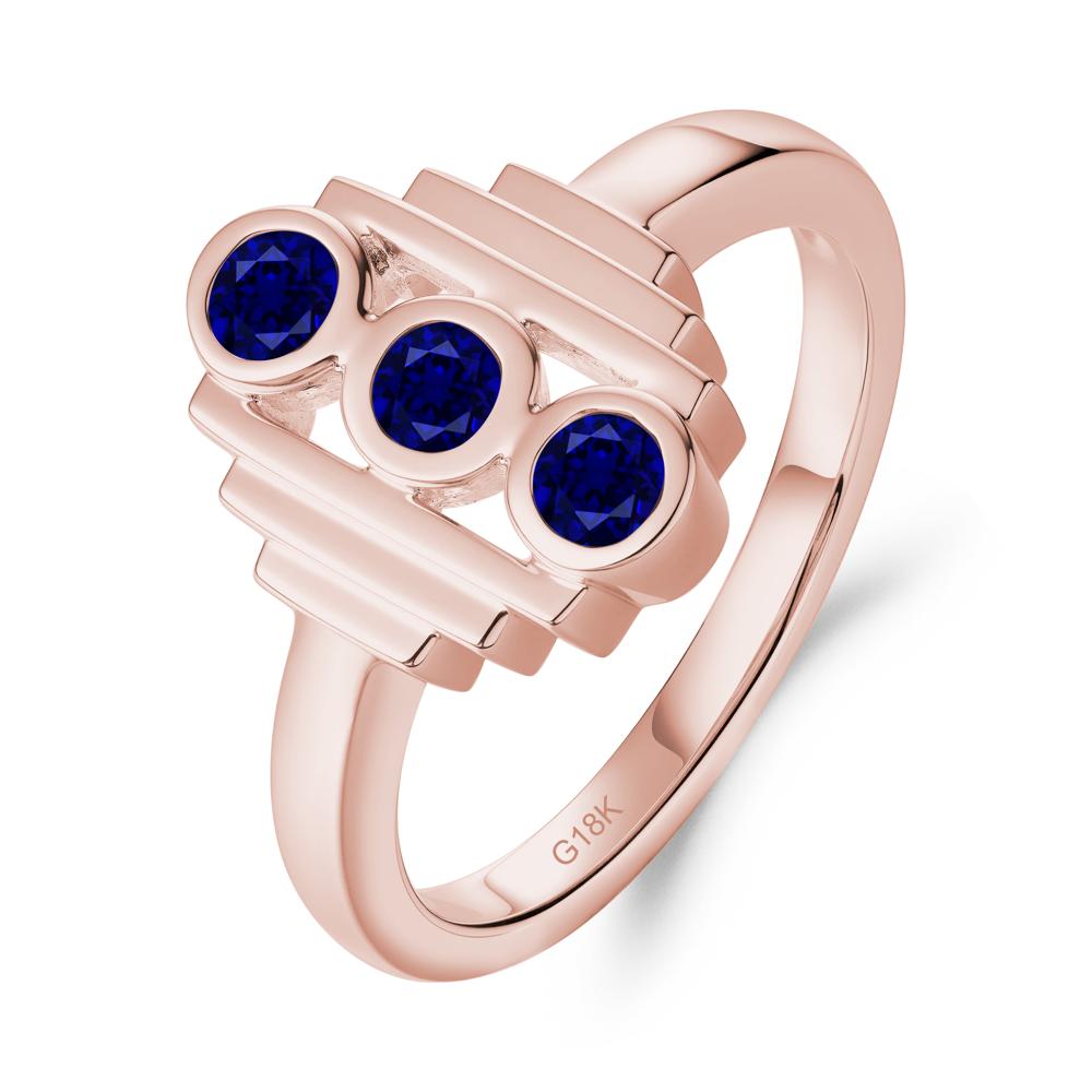 Three Stone Sapphire Statement Ring - LUO Jewelry #metal_18k rose gold