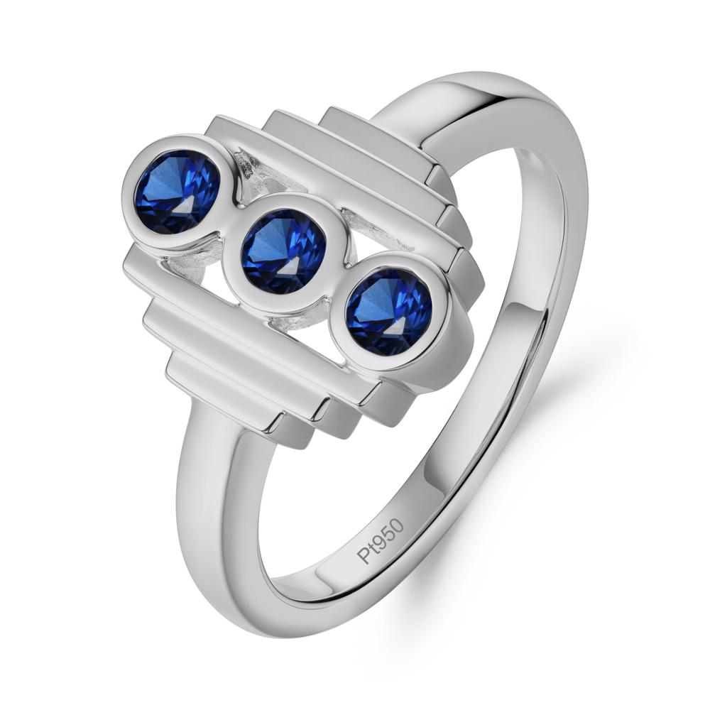 Three Stone Sapphire Statement Ring - LUO Jewelry #metal_platinum