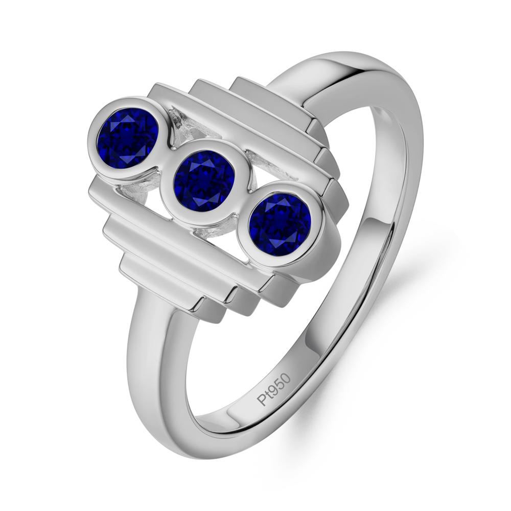 Three Stone Sapphire Statement Ring - LUO Jewelry #metal_platinum
