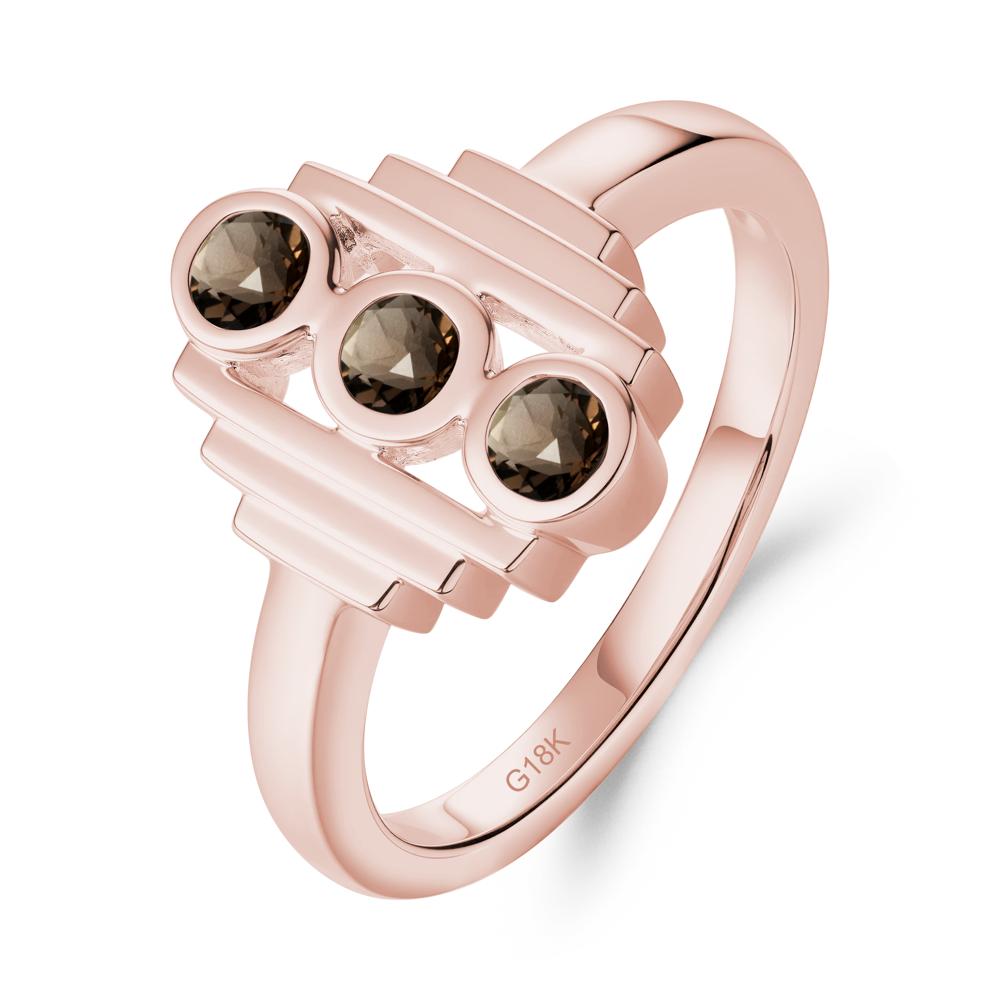 Three Stone Smoky Quartz Statement Ring - LUO Jewelry #metal_18k rose gold