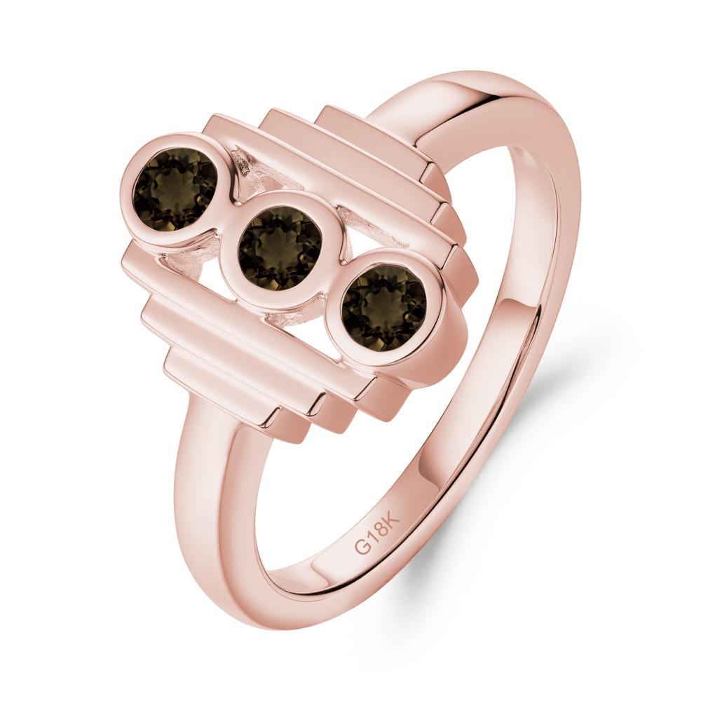 Three Stone Smoky Quartz Statement Ring - LUO Jewelry #metal_18k rose gold