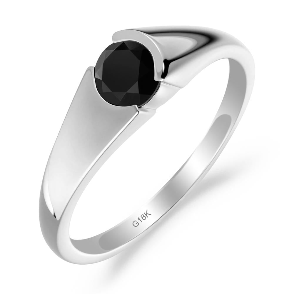 Solitaire Black Spinel Promise Ring - LUO Jewelry #metal_18k white gold
