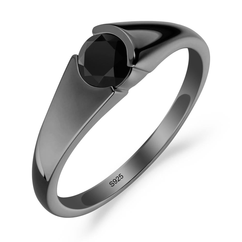Solitaire Black Spinel Promise Ring - LUO Jewelry #metal_black finish sterling silver