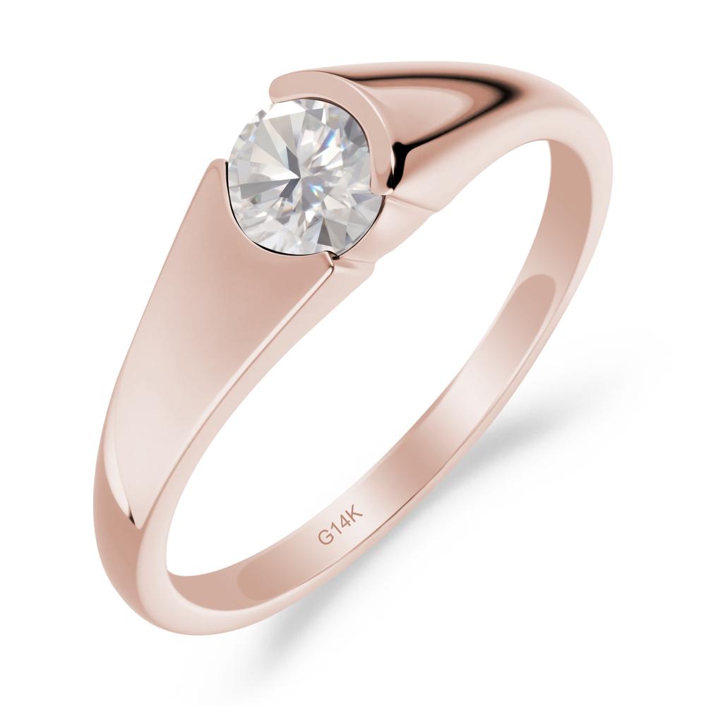 Bezel Set Round Cubic Zirconia Solitaire Ring - LUO Jewelry #metal_14k rose gold