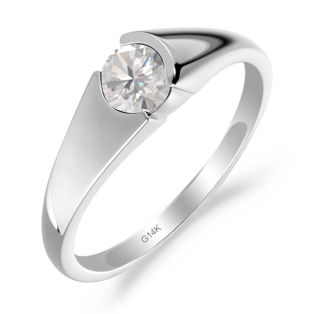 Bezel Set Round Cubic Zirconia Solitaire Ring - LUO Jewelry #metal_14k white gold