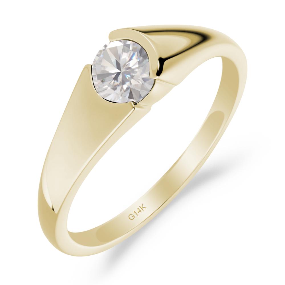 Bezel Set Round Cubic Zirconia Solitaire Ring - LUO Jewelry #metal_14k yellow gold