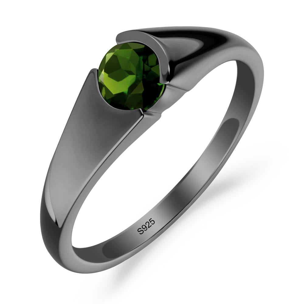 Solitaire Diopside Promise Ring - LUO Jewelry #metal_black finish sterling silver