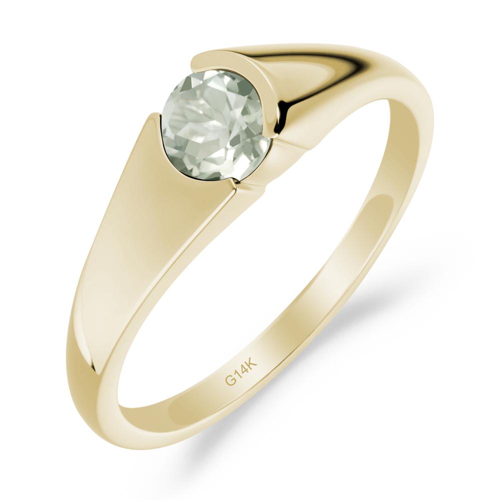 Solitaire Green Amethyst Promise Ring - LUO Jewelry #metal_14k yellow gold