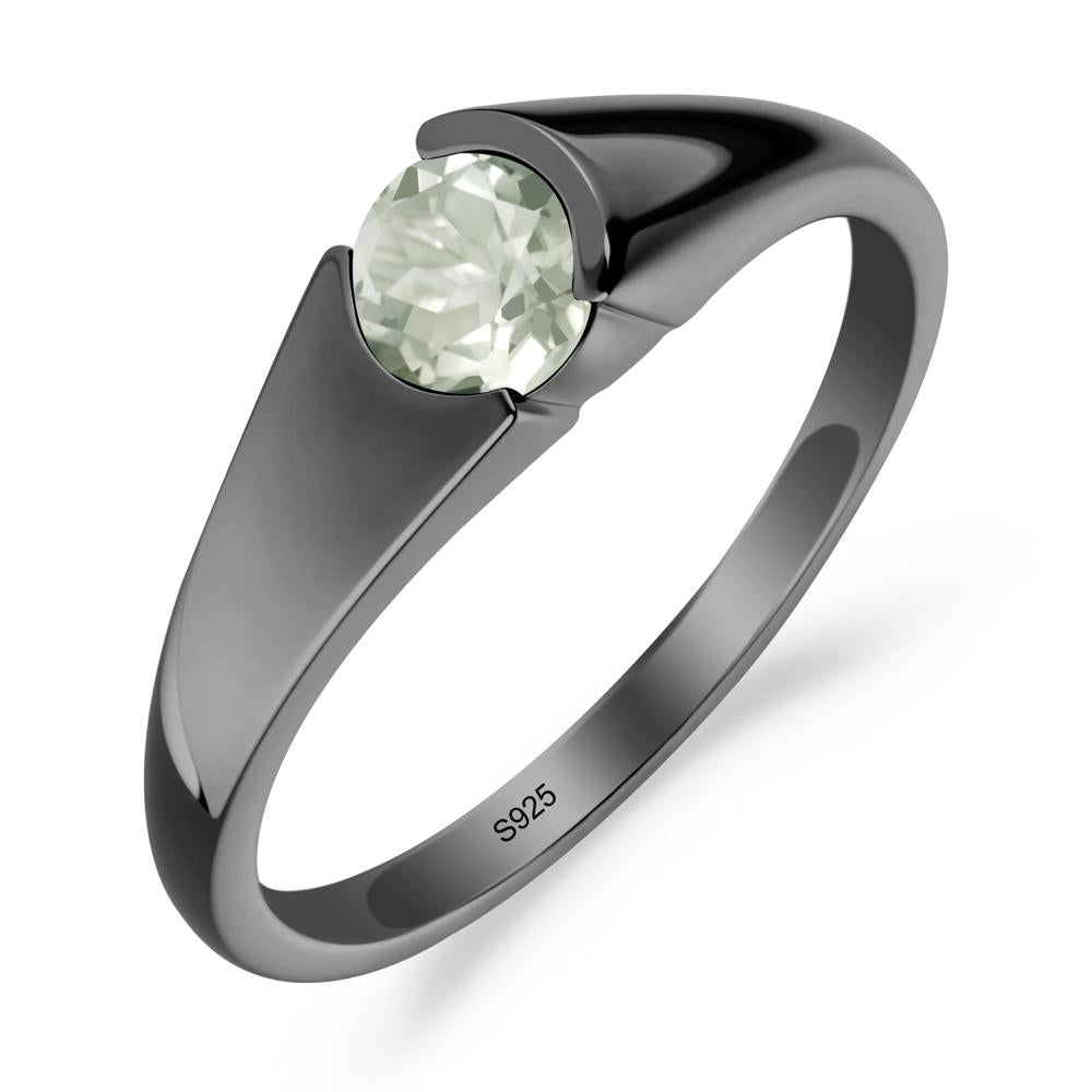 Solitaire Green Amethyst Promise Ring - LUO Jewelry #metal_black finish sterling silver