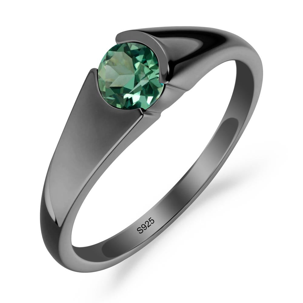 Solitaire Green Sapphire Promise Ring - LUO Jewelry #metal_black finish sterling silver
