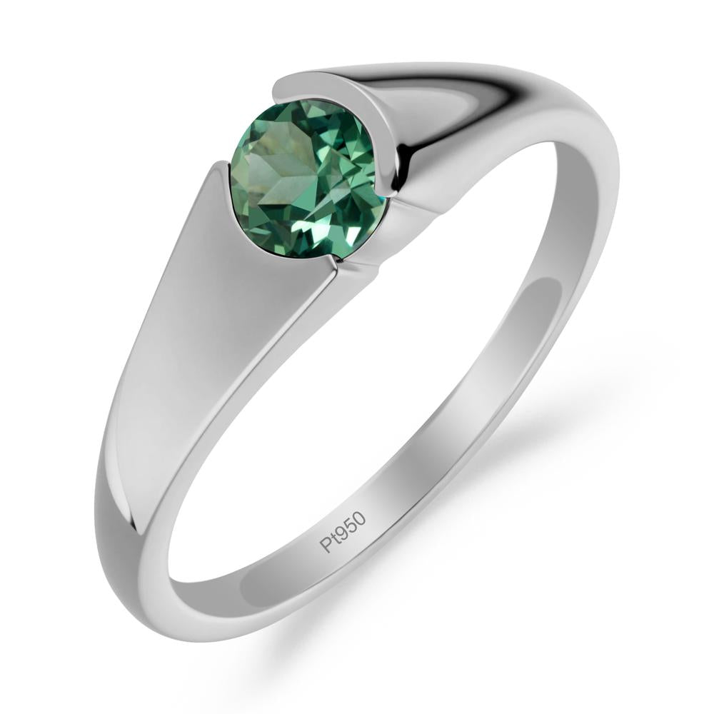 Solitaire Green Sapphire Promise Ring - LUO Jewelry #metal_platinum