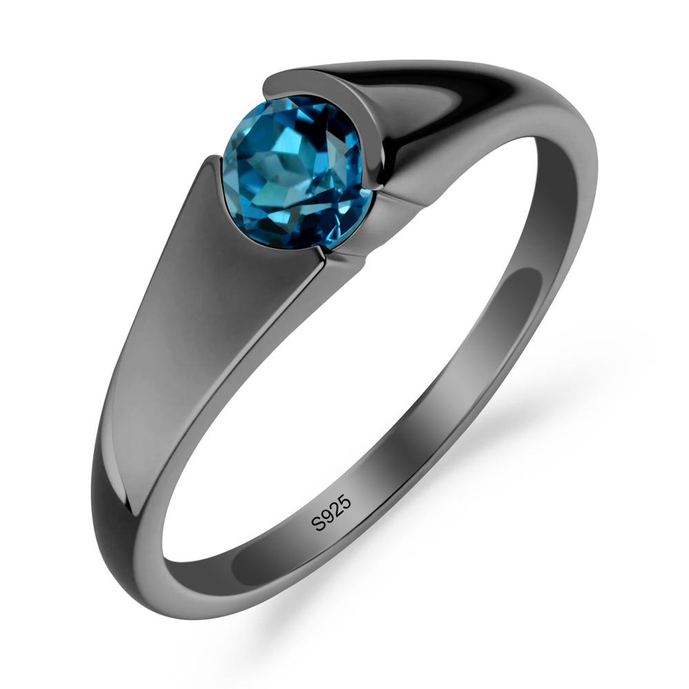 Bezel Set Round London Blue Topaz Solitaire Ring | LUO