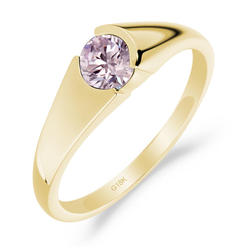 Solitaire Pink Cubic Zirconia Promise Ring - LUO Jewelry #metal_18k yellow gold