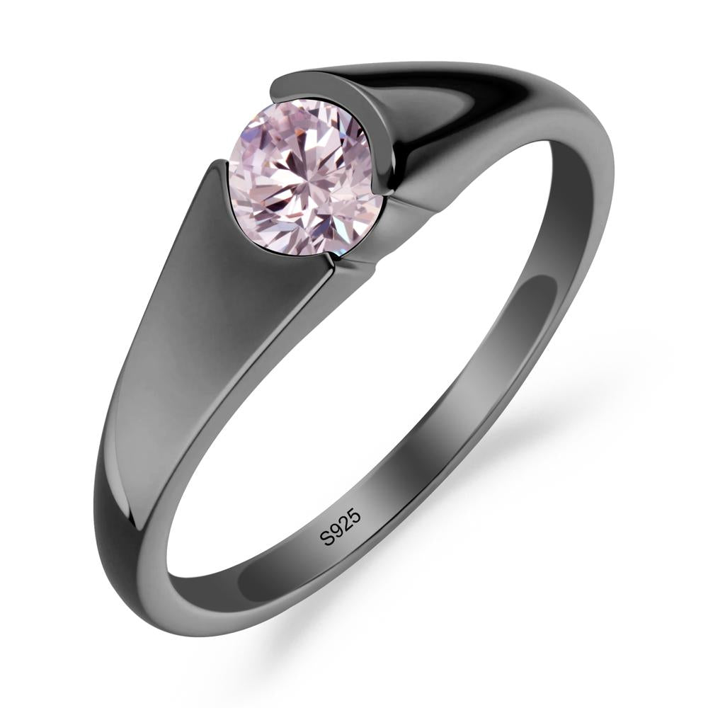 Solitaire Pink Cubic Zirconia Promise Ring - LUO Jewelry #metal_black finish sterling silver