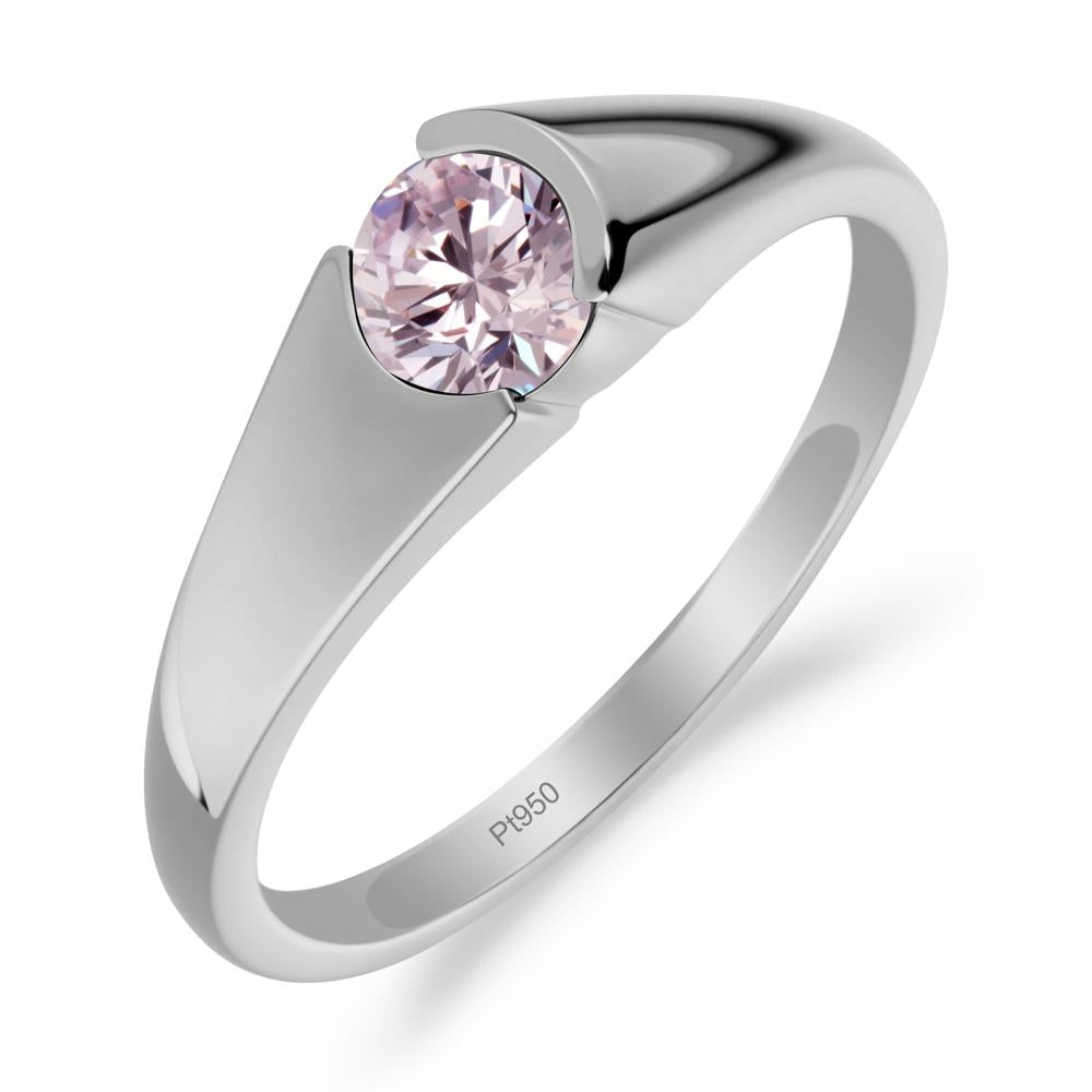 Solitaire Pink Cubic Zirconia Promise Ring - LUO Jewelry #metal_platinum