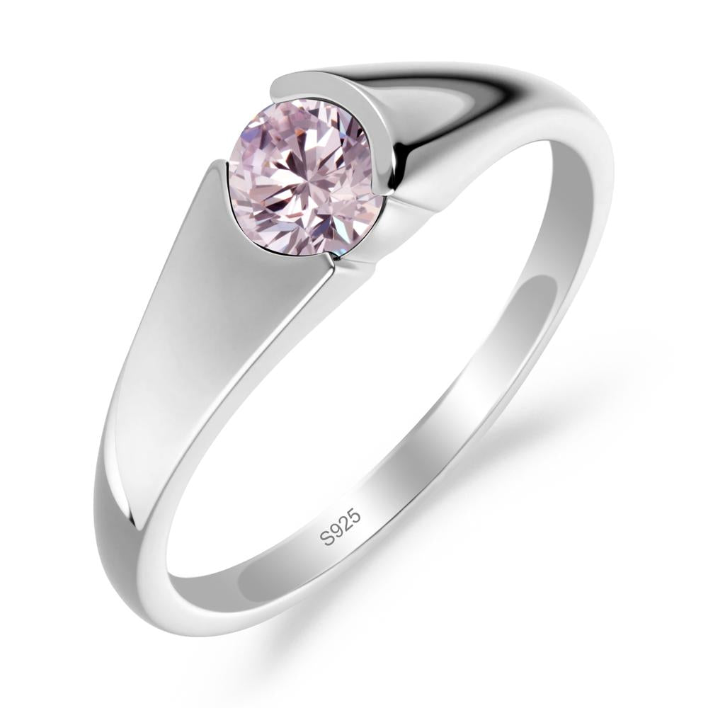 Solitaire Pink Cubic Zirconia Promise Ring - LUO Jewelry #metal_sterling silver