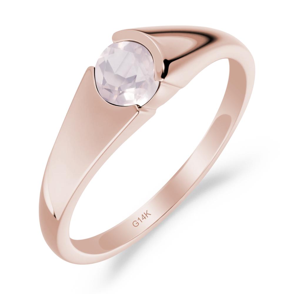 Solitaire Rose Quartz Promise Ring - LUO Jewelry #metal_14k rose gold