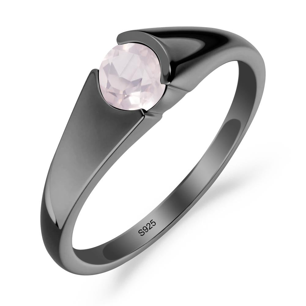 Solitaire Rose Quartz Promise Ring - LUO Jewelry #metal_black finish sterling silver