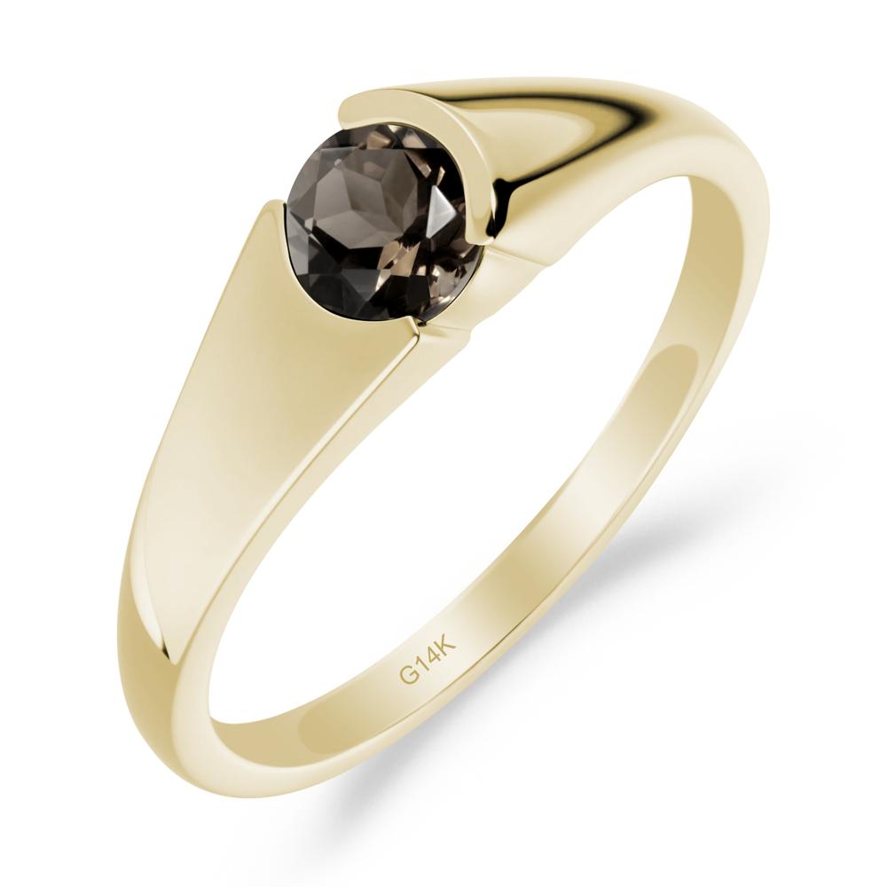 Solitaire Smoky Quartz Promise Ring - LUO Jewelry #metal_14k yellow gold