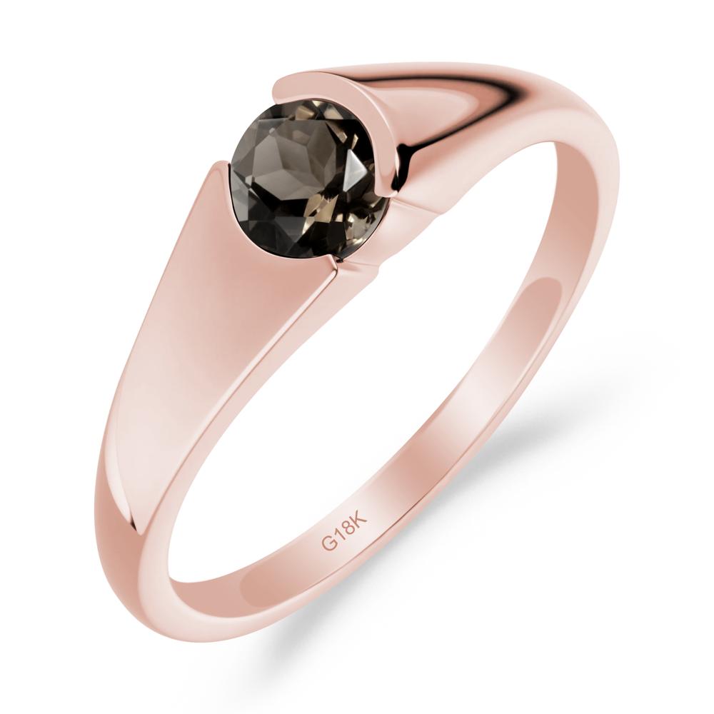 Solitaire Smoky Quartz Promise Ring - LUO Jewelry #metal_18k rose gold