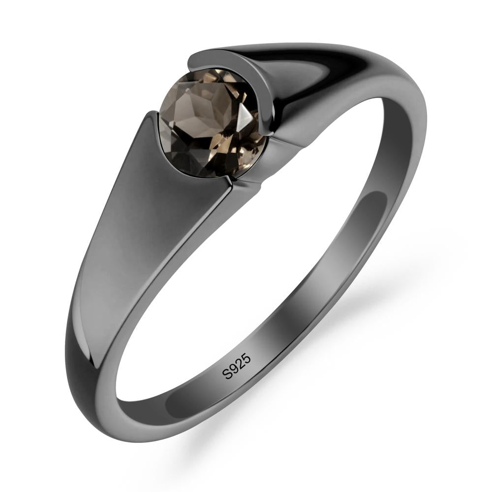 Solitaire Smoky Quartz Promise Ring - LUO Jewelry #metal_black finish sterling silver