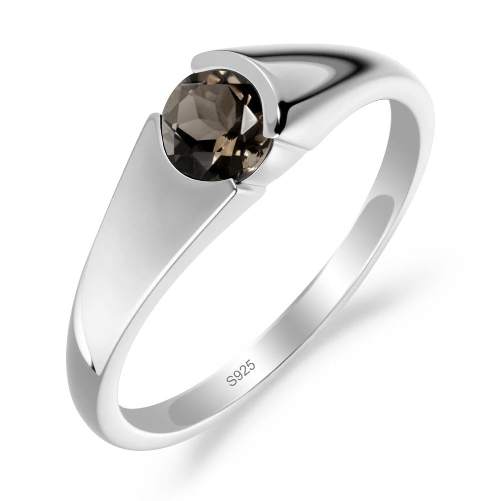 Solitaire Smoky Quartz Promise Ring - LUO Jewelry #metal_sterling silver