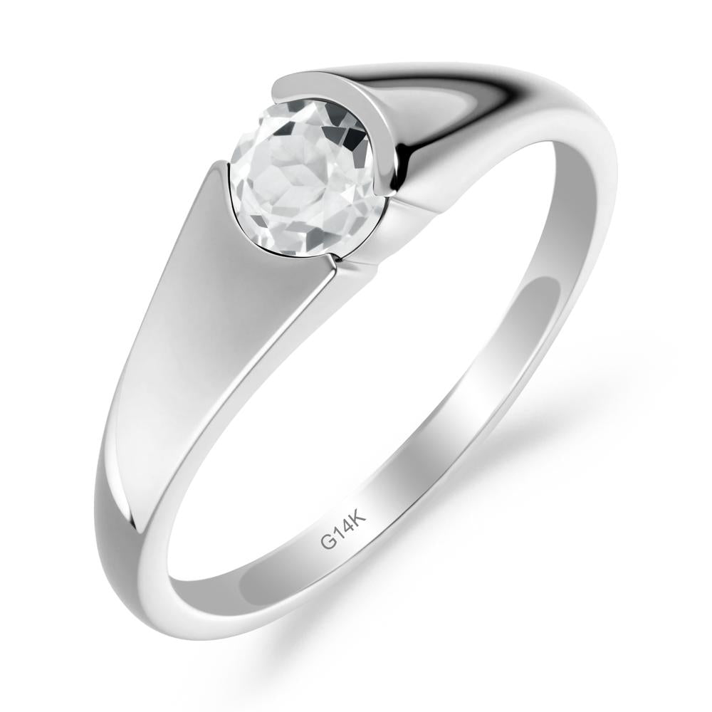 Solitaire White Topaz Promise Ring - LUO Jewelry #metal_14k white gold