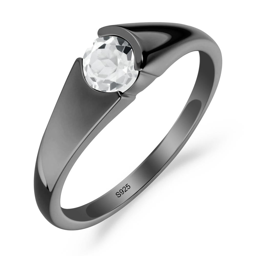 Solitaire White Topaz Promise Ring - LUO Jewelry #metal_black finish sterling silver