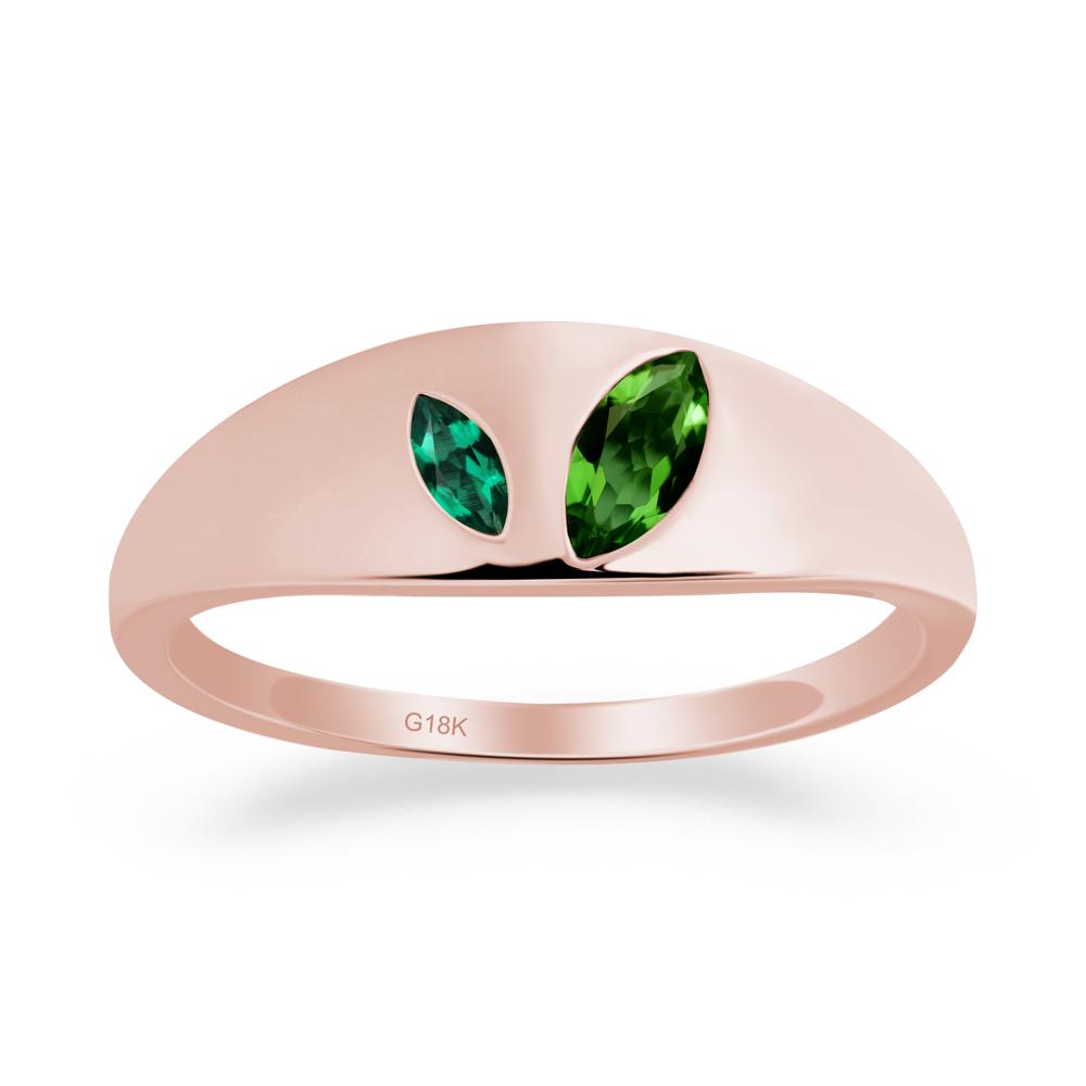 Simple Marquise Diopside and Emerald Toi Et Moi Ring - LUO Jewelry #metal_18k rose gold