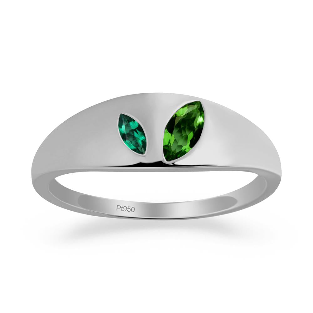 Simple Marquise Diopside and Emerald Toi Et Moi Ring - LUO Jewelry #metal_platinum