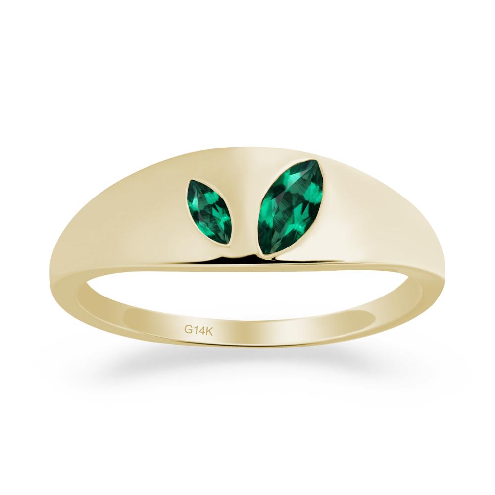 Emerald and Emerald Two Stone Ring - LUO Jewelry #metal_14k yellow gold
