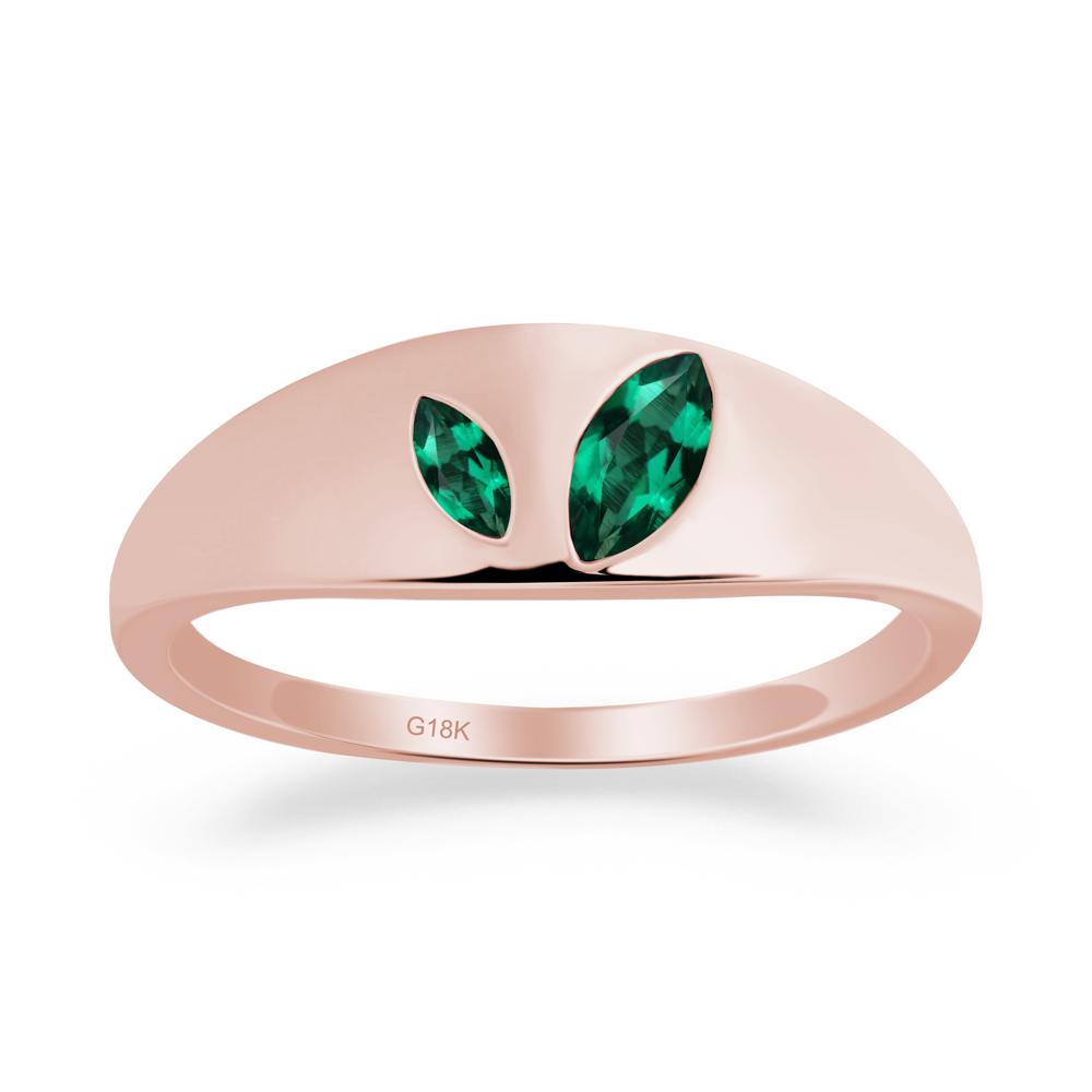 Emerald and Emerald Two Stone Ring - LUO Jewelry #metal_18k rose gold