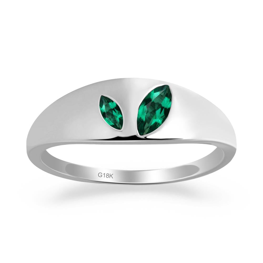 Emerald and Emerald Two Stone Ring - LUO Jewelry #metal_18k white gold