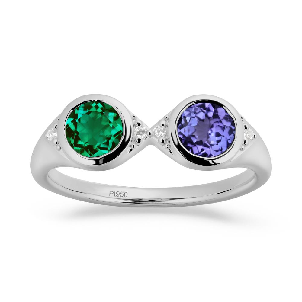 Round Emerald and Tanzanite Toi Et Moi Ring - LUO Jewelry #metal_platinum