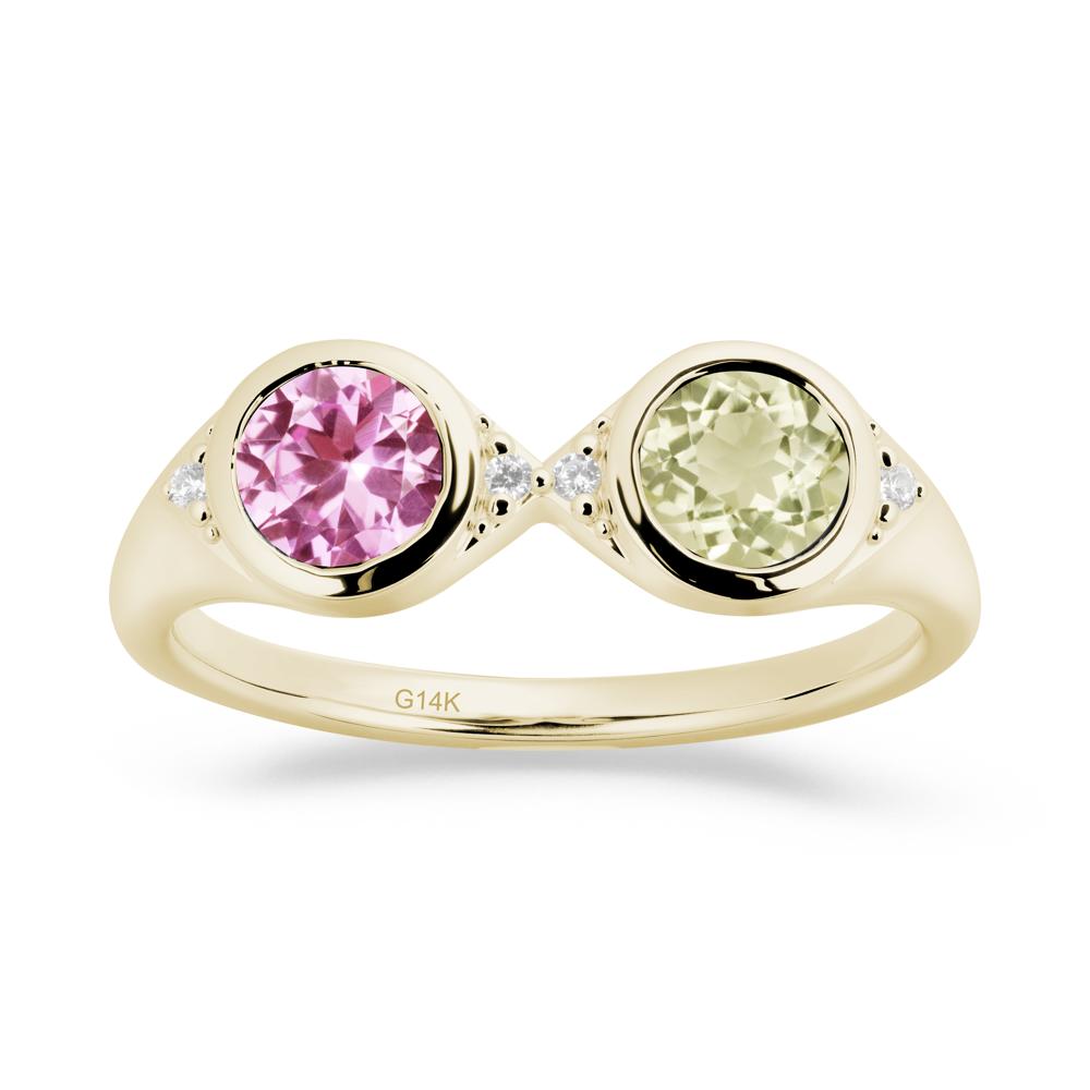 Round Lemon Quartz and Pink Sapphire Toi Et Moi Ring - LUO Jewelry #metal_14k yellow gold
