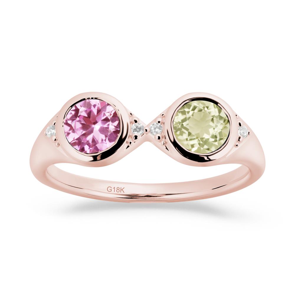 Round Lemon Quartz and Pink Sapphire Toi Et Moi Ring - LUO Jewelry #metal_18k rose gold
