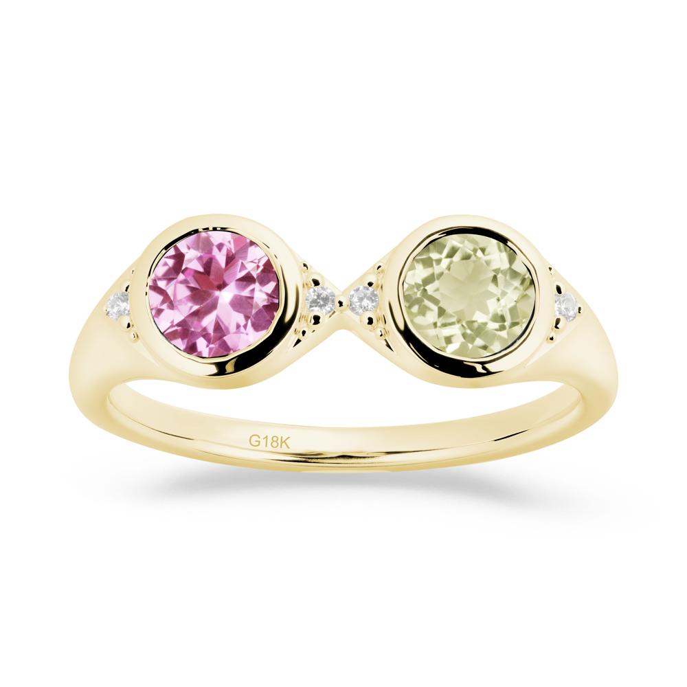 Round Lemon Quartz and Pink Sapphire Toi Et Moi Ring - LUO Jewelry #metal_18k yellow gold