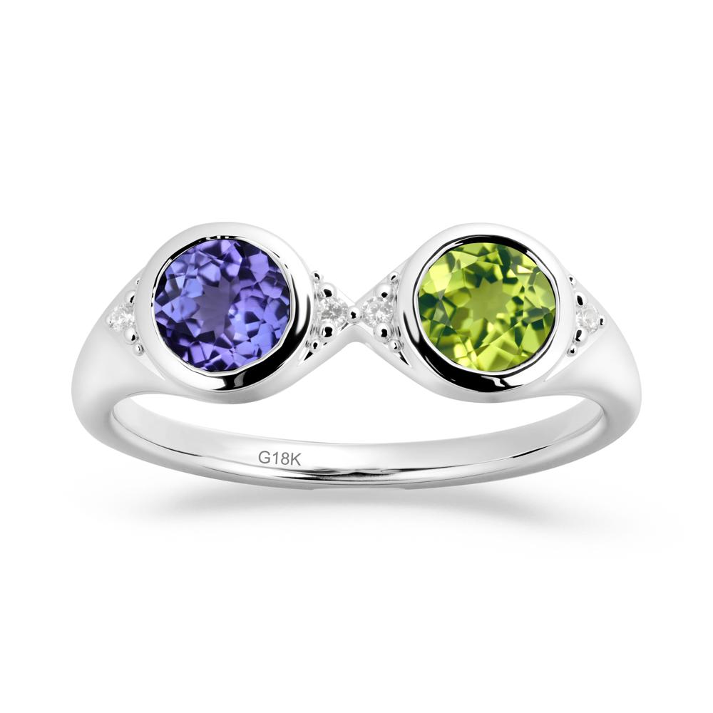 Round Peridot and Tanzanite Toi Et Moi Ring - LUO Jewelry #metal_18k white gold