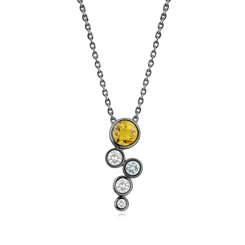 Graduated Drop Citrine Necklace - LUO Jewelry #metal_black finish sterling silver