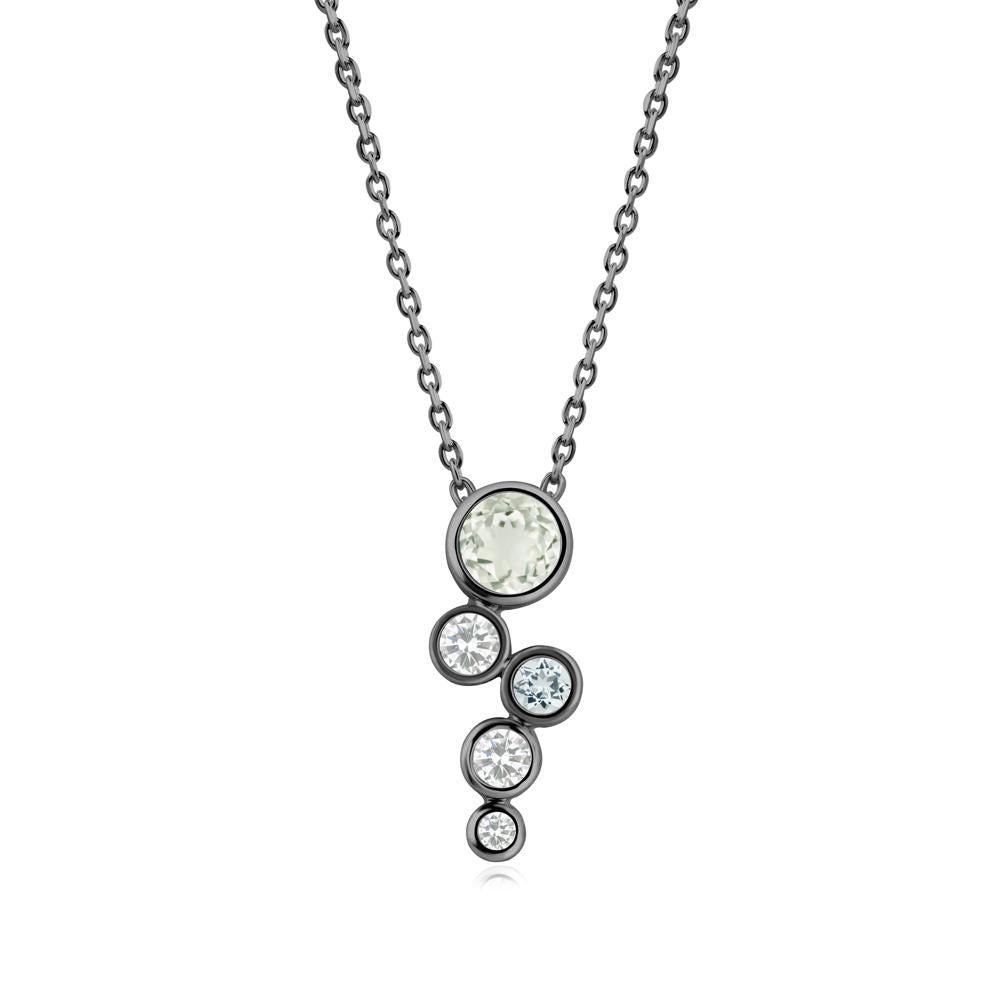 Graduated Drop Green Amethyst Necklace - LUO Jewelry #metal_black finish sterling silver